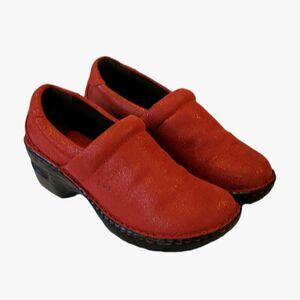 b.o.c. Born Concepts Peggy Red Leather Shimmer Cushioned Insole Clog Shoe